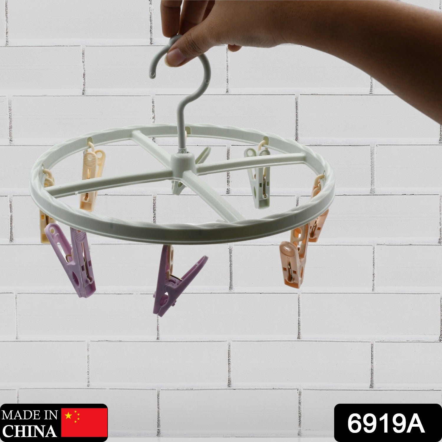 Clothespin Rack Laundry Drying Rack, Clothes Hangers with 8 Clips, Clip Hanger Drip Hanger for Drying Underwear, Baby Clothes, Socks, Bras, Towel, Cloth Diapers, Gloves - Image 2