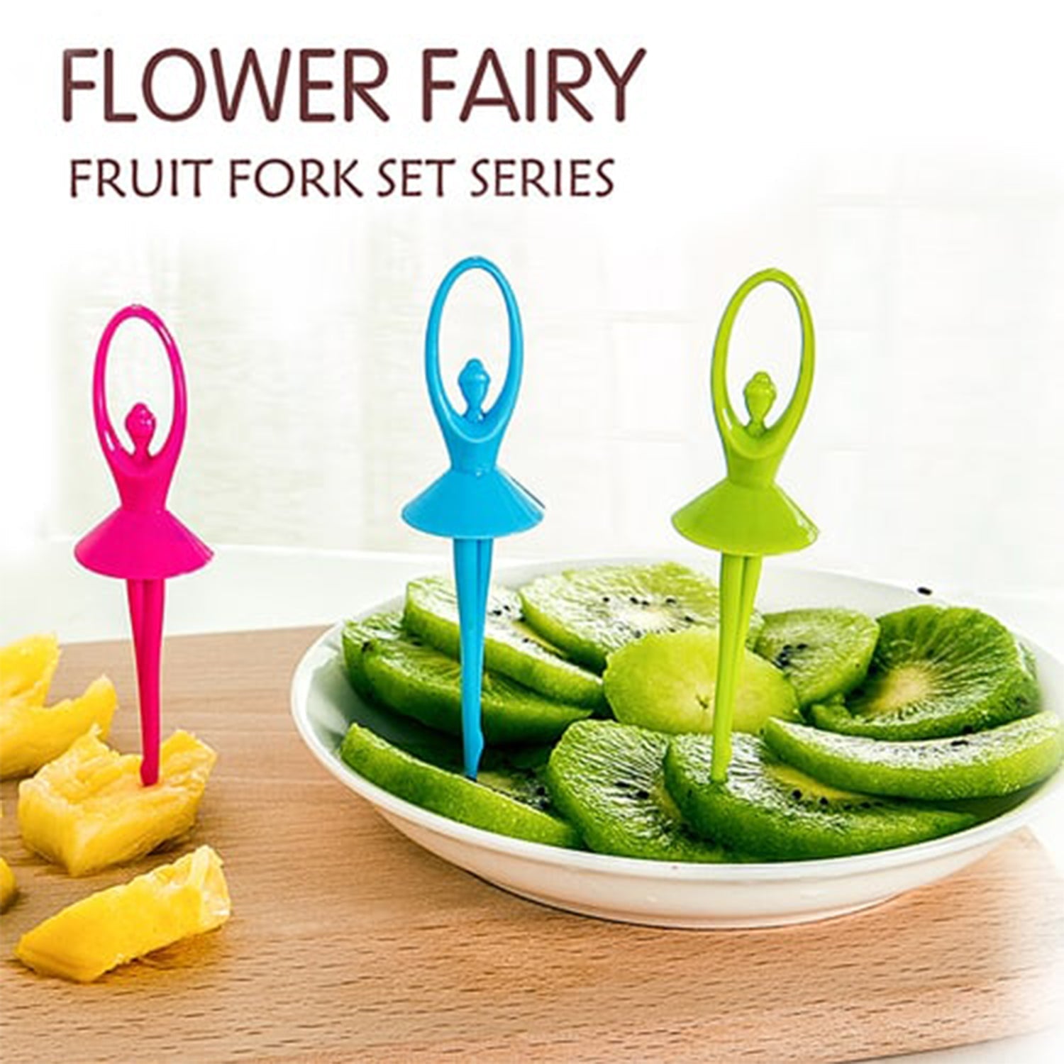 Dancing Doll Fruit Fork Cutlery Set with Stand Set of 6. - Image 6