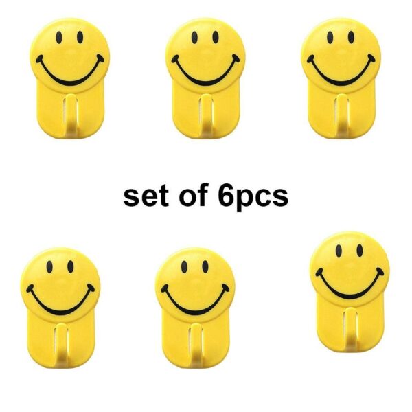 Plastic Self-Adhesive Smiley Face Hooks, 1 Kg Load Capacity (6pcs) - Image 2