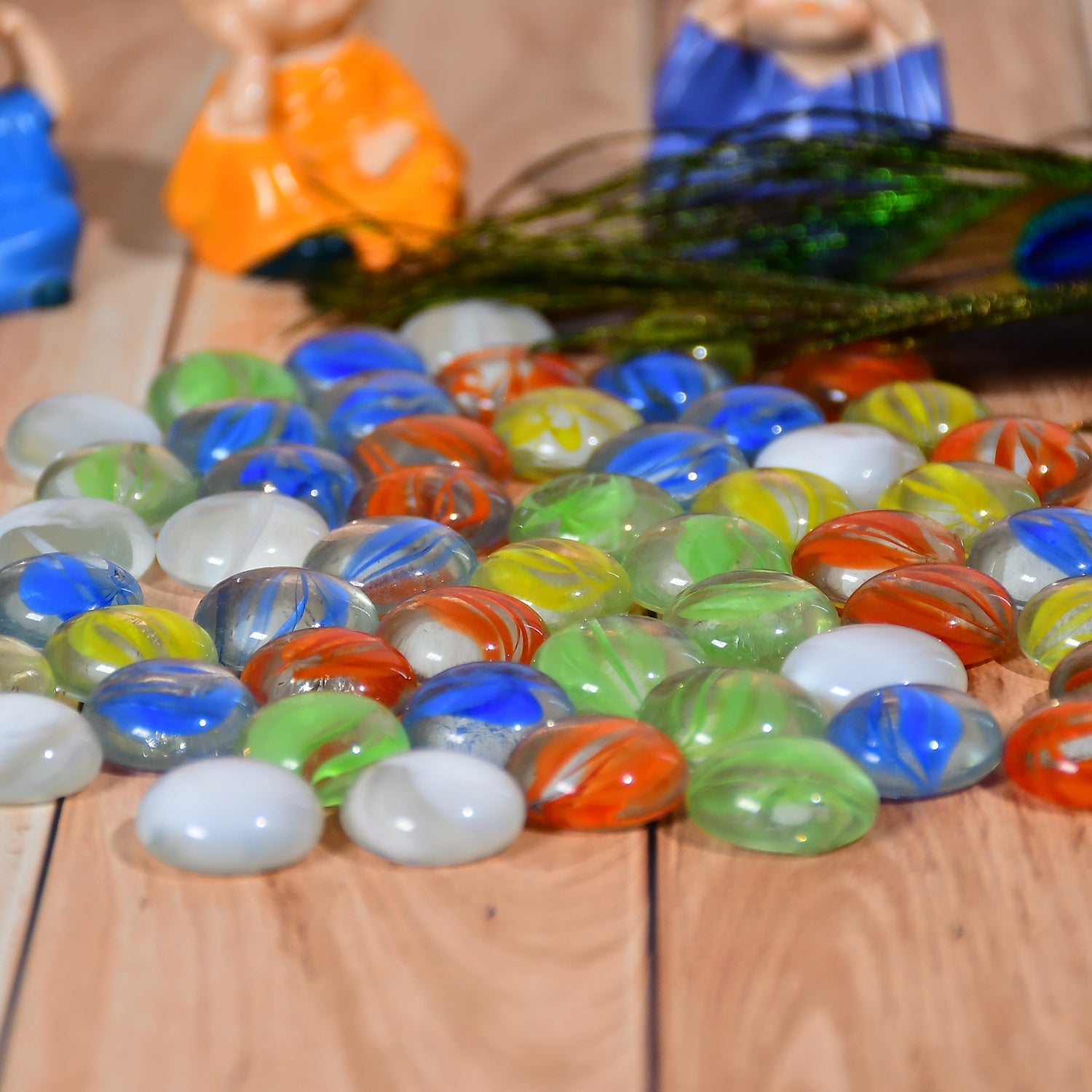 Glass Gem Stone, Flat Round Marbles Pebbles for Vase Fillers, Attractive pebbles for Aquarium Fish Tank. - Image 5