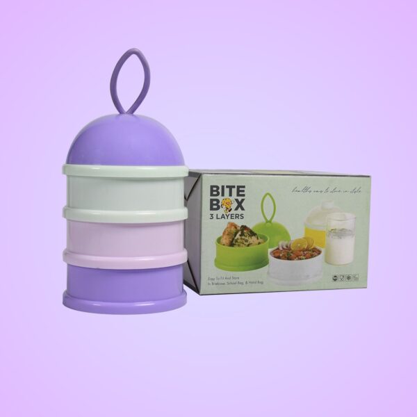 3 Layer Cute Portable Baby Food Milk Powder Storage Box Bottle Container Milk Powder Baby Food Container Bowl. (Purple) - Image 7