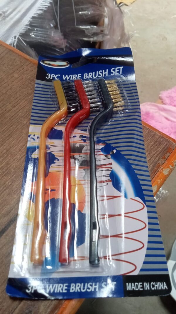 3 Pc Mini Wire Brush Set (Brass, Nylon, Stainless Steel Bristles) (X588) - Image 7