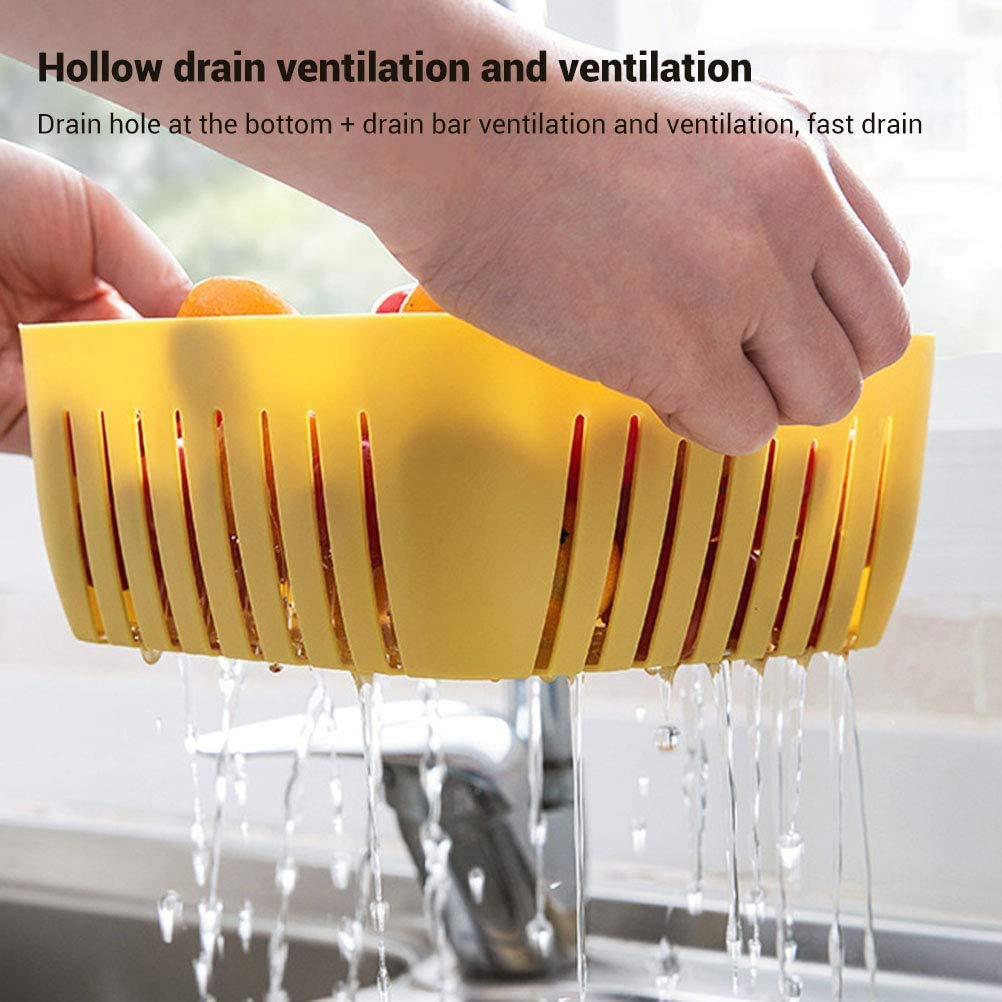 Double Layer Food Drainer Washing Basket with Collapsible Strainers Colander - Image 6