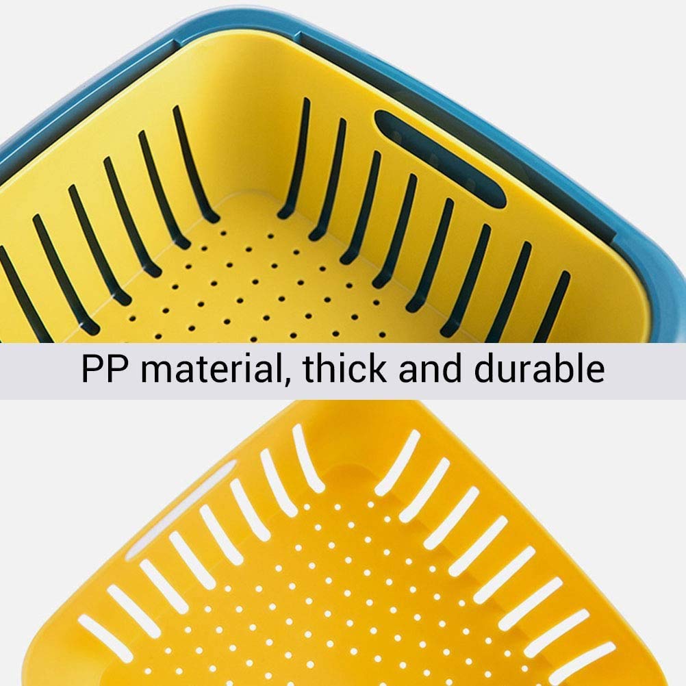 Double Layer Food Drainer Washing Basket with Collapsible Strainers Colander - Image 8