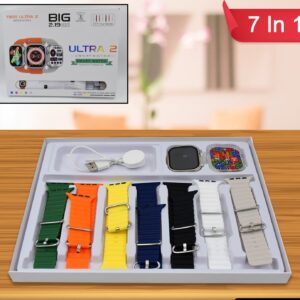 7 In 1 Ultra Smart Watch Combo With Seven Classic Straps  Transparent Screen Guard (1 Set  Mix Color) (MKK-X62)
