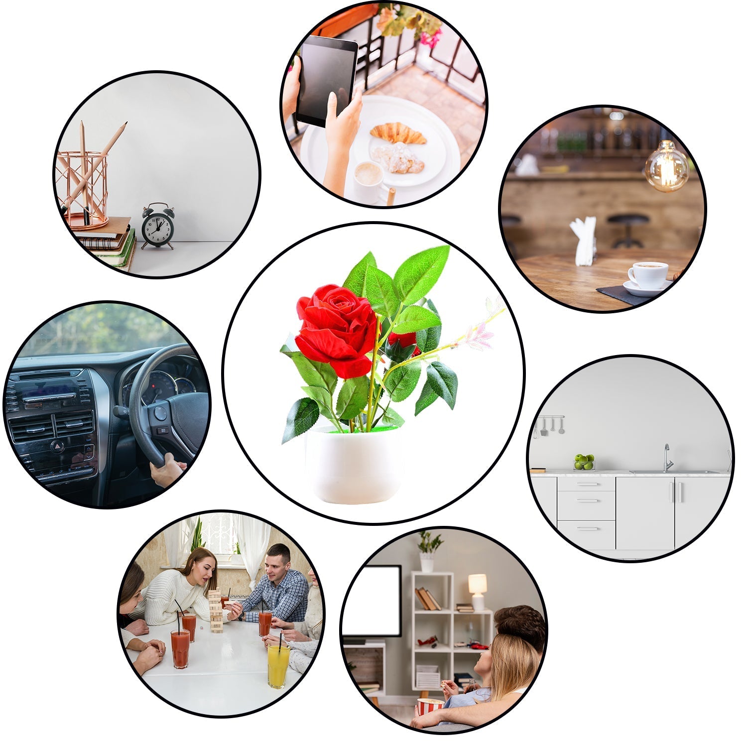 Artificial Rose Flower Plant With Pot, For Home Office Or Gift - Image 7