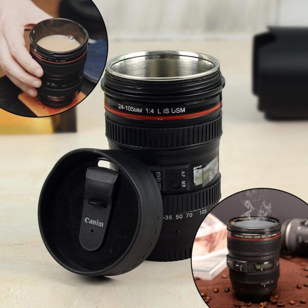 Plastic Camera Lens Stainless Steel Coffee Mug - Image 5