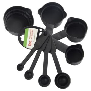 Plastic Measuring Cups and Spoons (8 Pcs, Black)