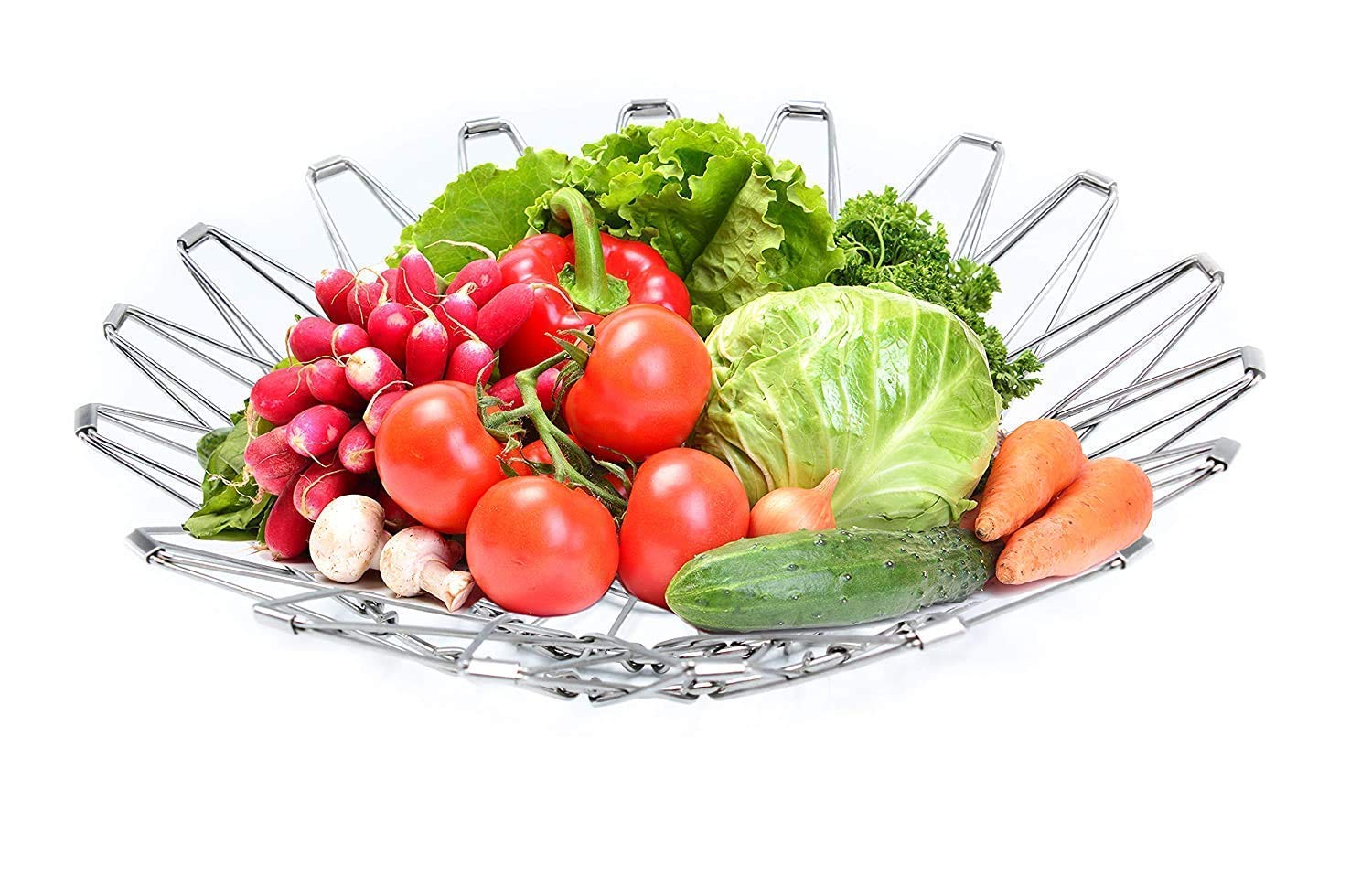 Multipurpose Fruit Basket Stainless Steel Wire Bowl Foldable Basket for Vegetable / Fruits / Dining - Image 9