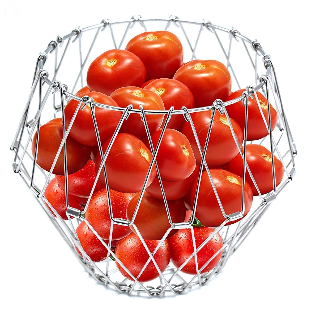 Multipurpose Fruit Basket Stainless Steel Wire Bowl Foldable Basket for Vegetable / Fruits / Dining - Image 8