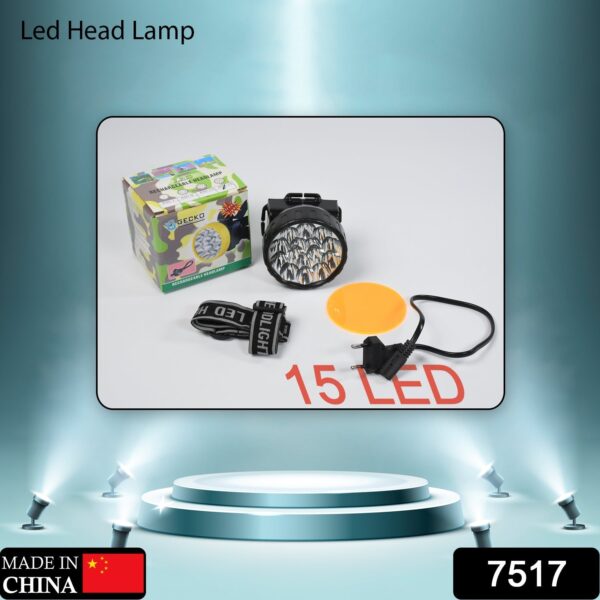 Head Lamp 15 Led Long Range Rechargeable  Lamp Use For Camping, Hiking - Image 2