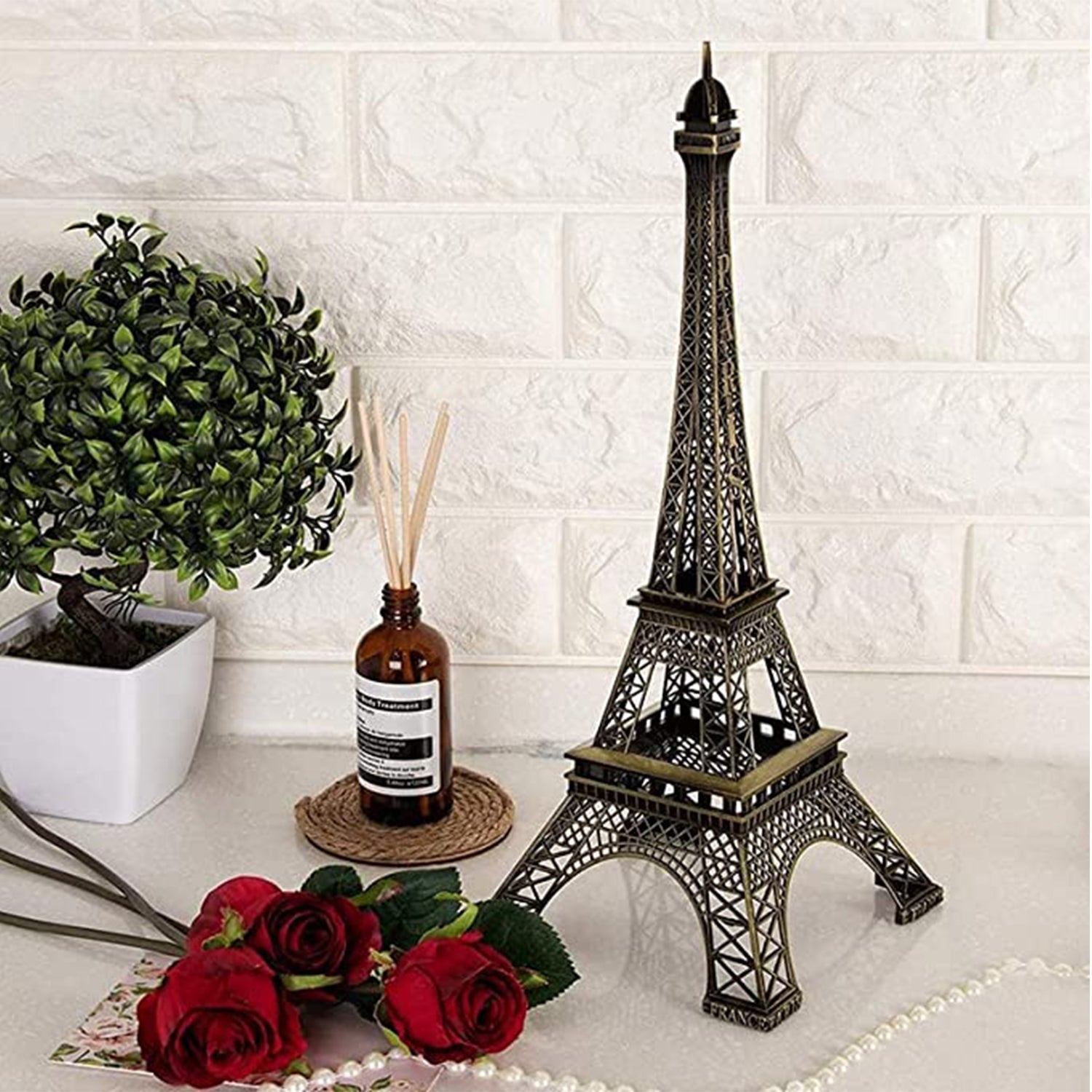 Antique Finish 3D Metal Paris Eiffel Tower Metal Craft Famous Landmark Building Metal Statue, Cabinet, Office, Gifts Decorative Showpiece. - Image 7