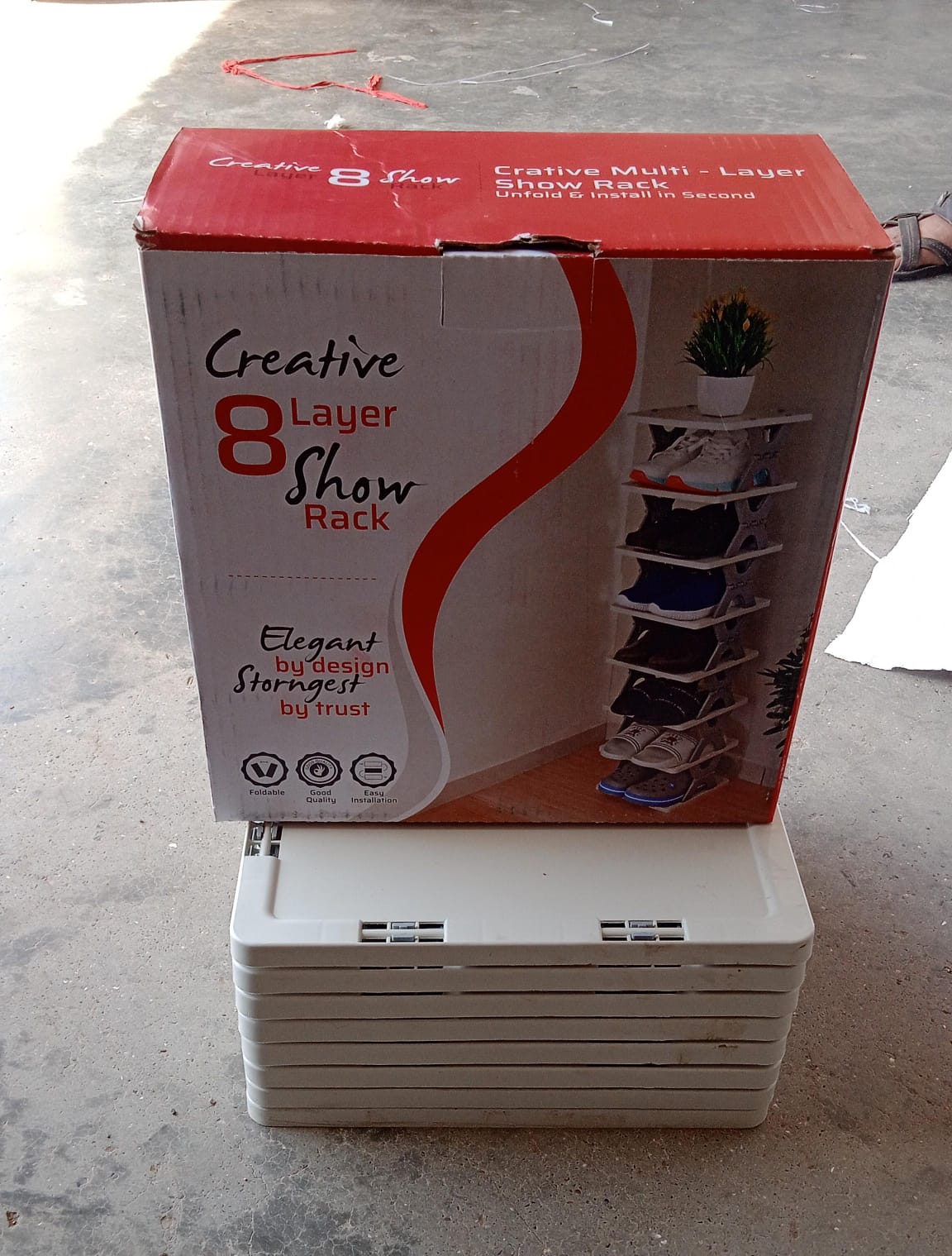 8-Layer Foldable Shoe Rack for Entryway - Heavy Duty Plastic Shoe Organizer - Image 8