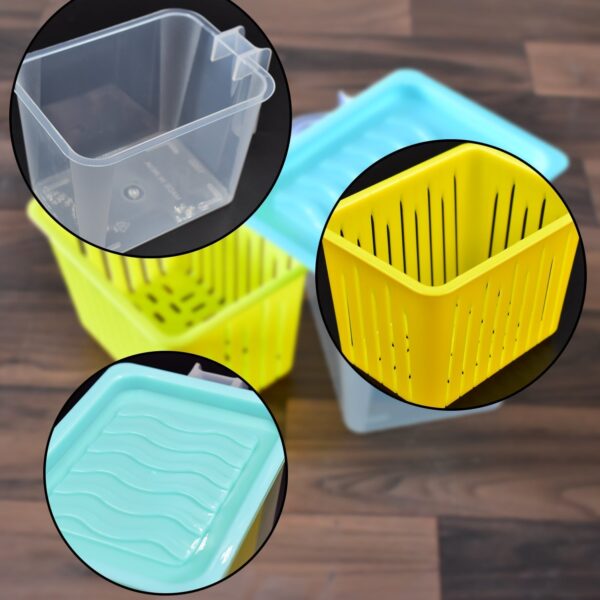 Fridge Storage Containers with Handle Plastic Storage Container for Kitchen(4 Pcs Set) (X1106) - Image 6