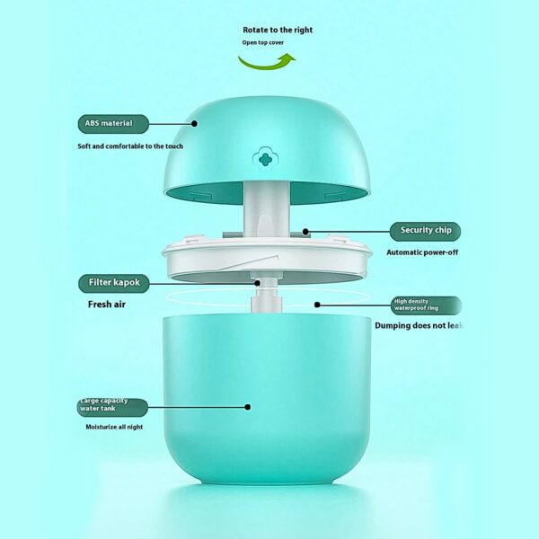 Portable Lighting Mini Humidifier Usb Personal Desktop Cool Mist Humidifiers (250 Ml) (X319) - Image 4