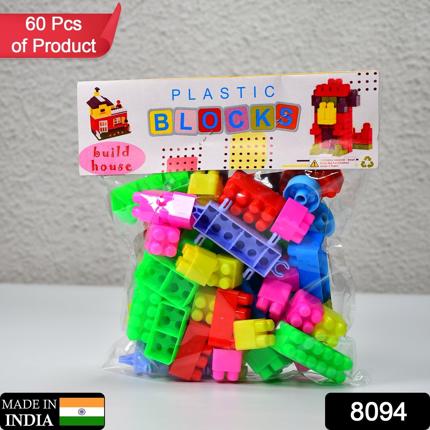 Blocks Set for Kids, Play Fun and Learning Blocks for Kids Games for Children Block Game Puzzles Set Boys, Children (Multicolor, 60 Bricks Blocks) - Image 2