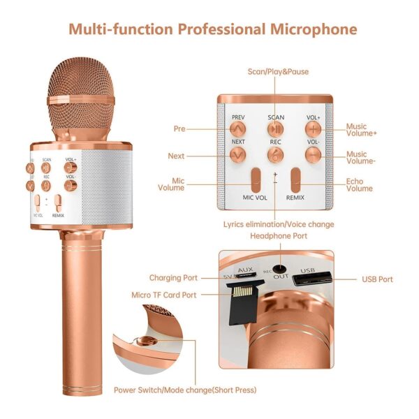 Wireless Bluetooth Recording Condenser Handheld Microphone Bluetooth Speaker Audio Recording Karaoke with Mic (Multicolor 1 Pc) - Image 9