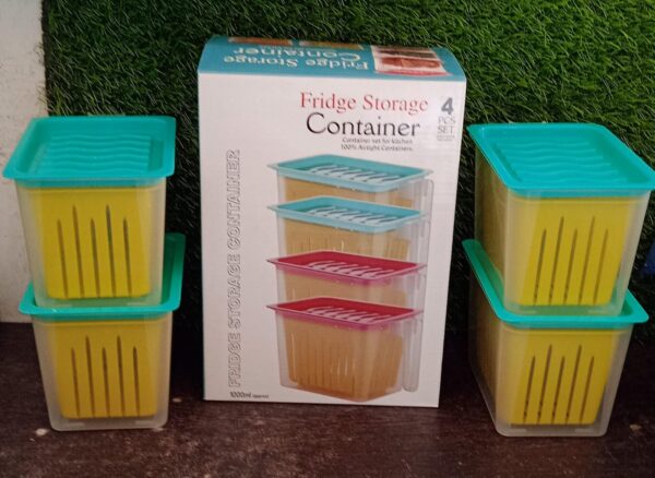 Fridge Storage Containers with Handle Plastic Storage Container for Kitchen(4 Pcs Set) (X1106) - Image 8