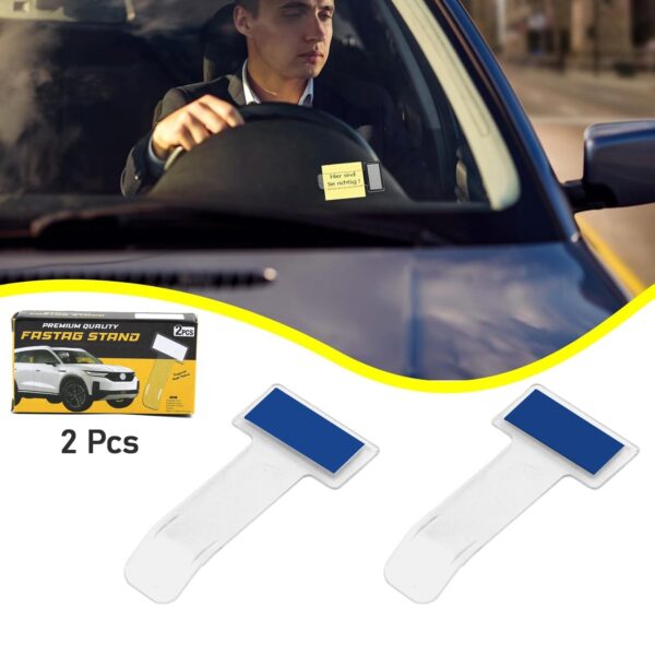 Windscreen Cardholder Fastag Stand Transparent Ticket Holder Car (2 Pc Set) (X991)