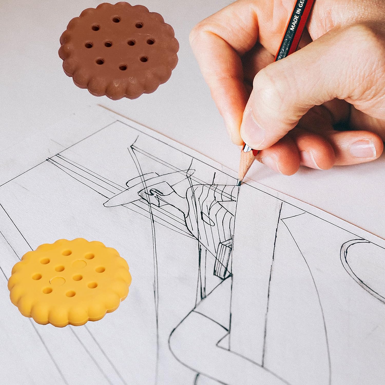 Pack of 6 Erasers Erasers Stationery School Rubber Schools Sketches Office Sign Kid Party Favour Gift Toy Gift Creative Christmas Birthday Gift in Shape Biscuits (6 Pcs Set) - Image 5