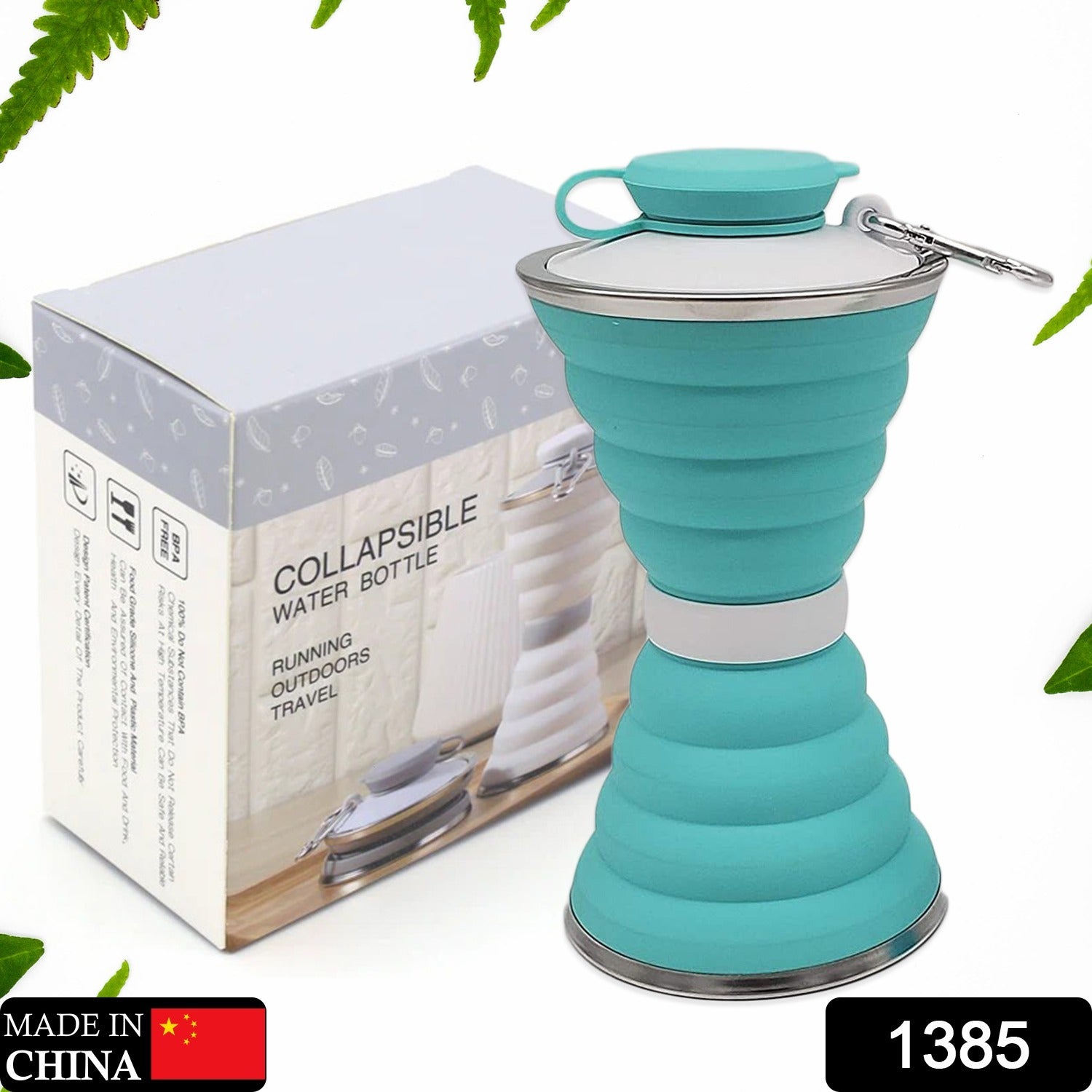 Silicone Traveling Water Bottle BPA Free - Leak Proof Lightweight Collapsible - Small Folding Refillable and Space Saver for Camping Gym Sports Hiking Biking Yoga Outdoor - Image 2