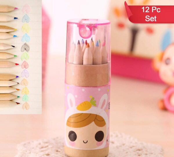 12 Colouring Pencils Kids Set, Pencils Sharpener, Mini Drawing Colored Pencils with Sharpener, Kawaii Manual Pencil Cutter, Coloring Pencil Accessory School Supplies for Kid Artists Writing Sketching - Image 2