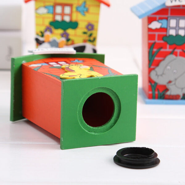 Cute Cartoon House Shaped Lovely Wooden Piggy Bank Money Bank - Image 9