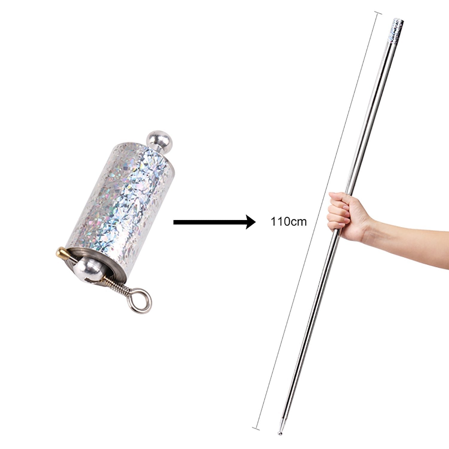 Magic Toy Metal High Elasticity Steel Silver Appearing Cane Magic Toy Magic Steel - Image 8