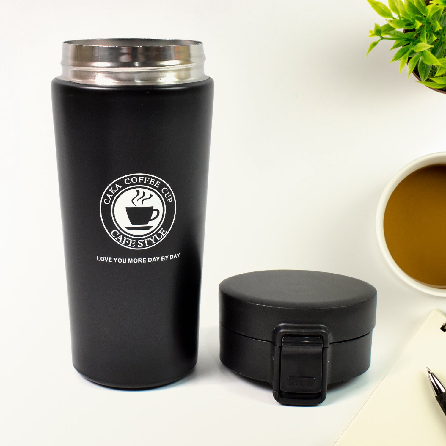 Coffee Travel Mug Insulated Coffee Cup With Leakproof Lid (380ml Approx 1 Pc) (MKK-X110) - Image 3