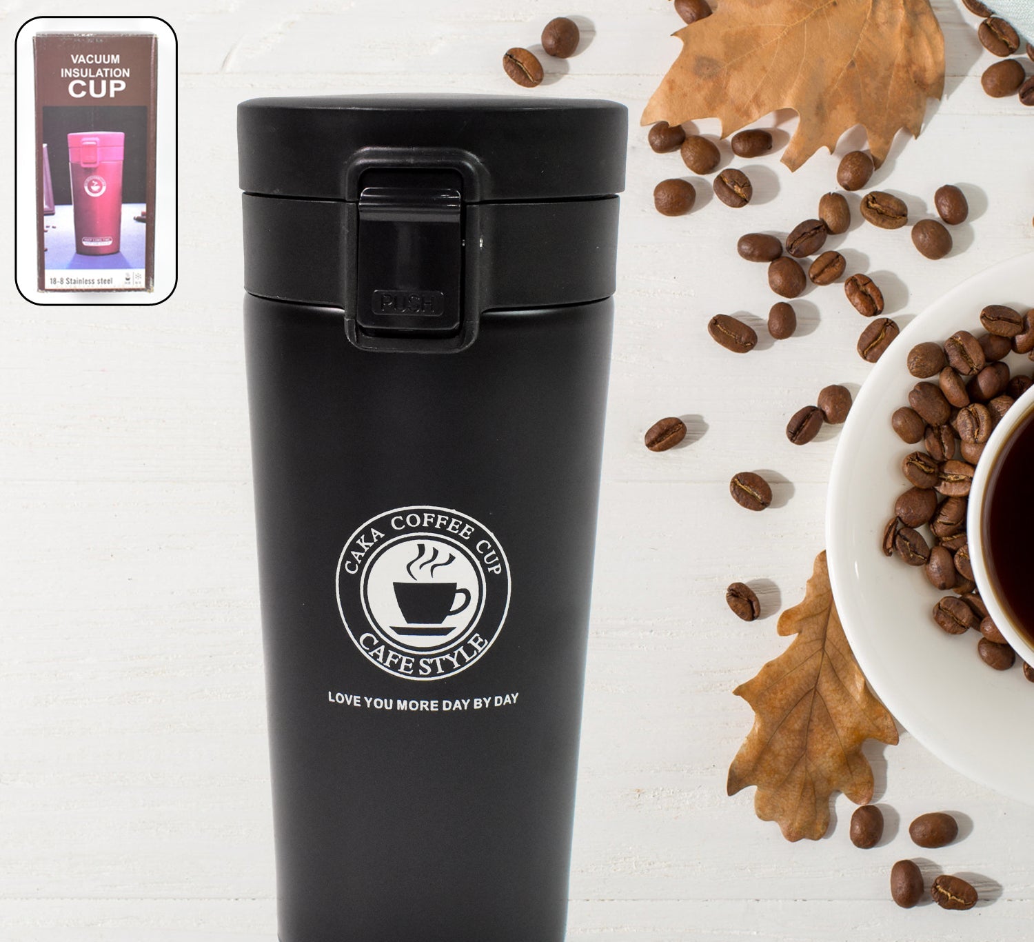 Coffee Travel Mug Insulated Coffee Cup With Leakproof Lid (380ml Approx 1 Pc) (MKK-X110)