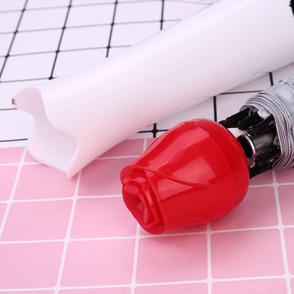 Rose umbrella Lightweight Waterproof UV Protection Mini Folding Creative Rose Flower Case - Image 9