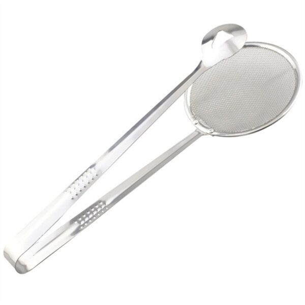2-in-1 Stainless Steel Filter Spoon with Clip – Multi-functional Oil Frying Strainer for Kitchen | MKK-X91 - Image 2