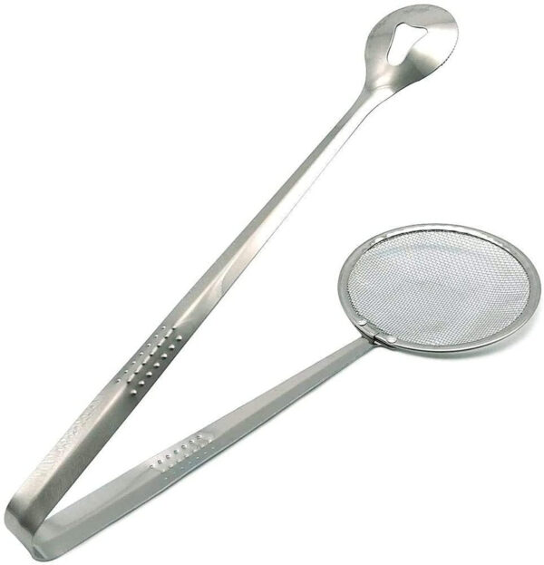 2-in-1 Stainless Steel Filter Spoon with Clip – Multi-functional Oil Frying Strainer for Kitchen | MKK-X91