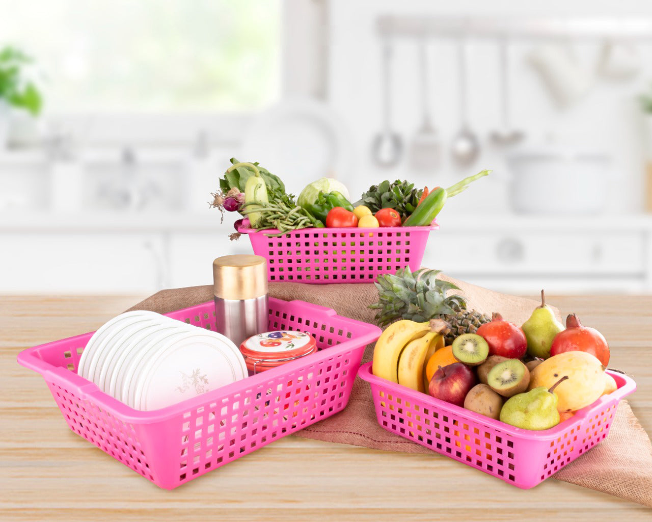 Plastic Multiple Size Cane Fruit Baskets (3 Size Large, Medium, Small) - Image 3