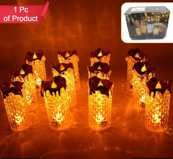 Gold Flameless Candles LED Light Flameless and Smokeless Decorative, Candles Led Tea Light Candle Perfect for Gifting, Home, Diwali,Wedding, Christmas, Crystal Candle Lights, Table Decorations (12 Pc MOQ)