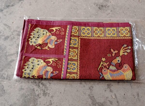 Cotton Fridge Top Cover Set - Standard, Appliance Covers Fridge Dustproof Cover with Peacock Deign 6 Utility Side Pockets Fridge Cover For All types Fridge Refrigerator Use (100x60CM) - Image 7
