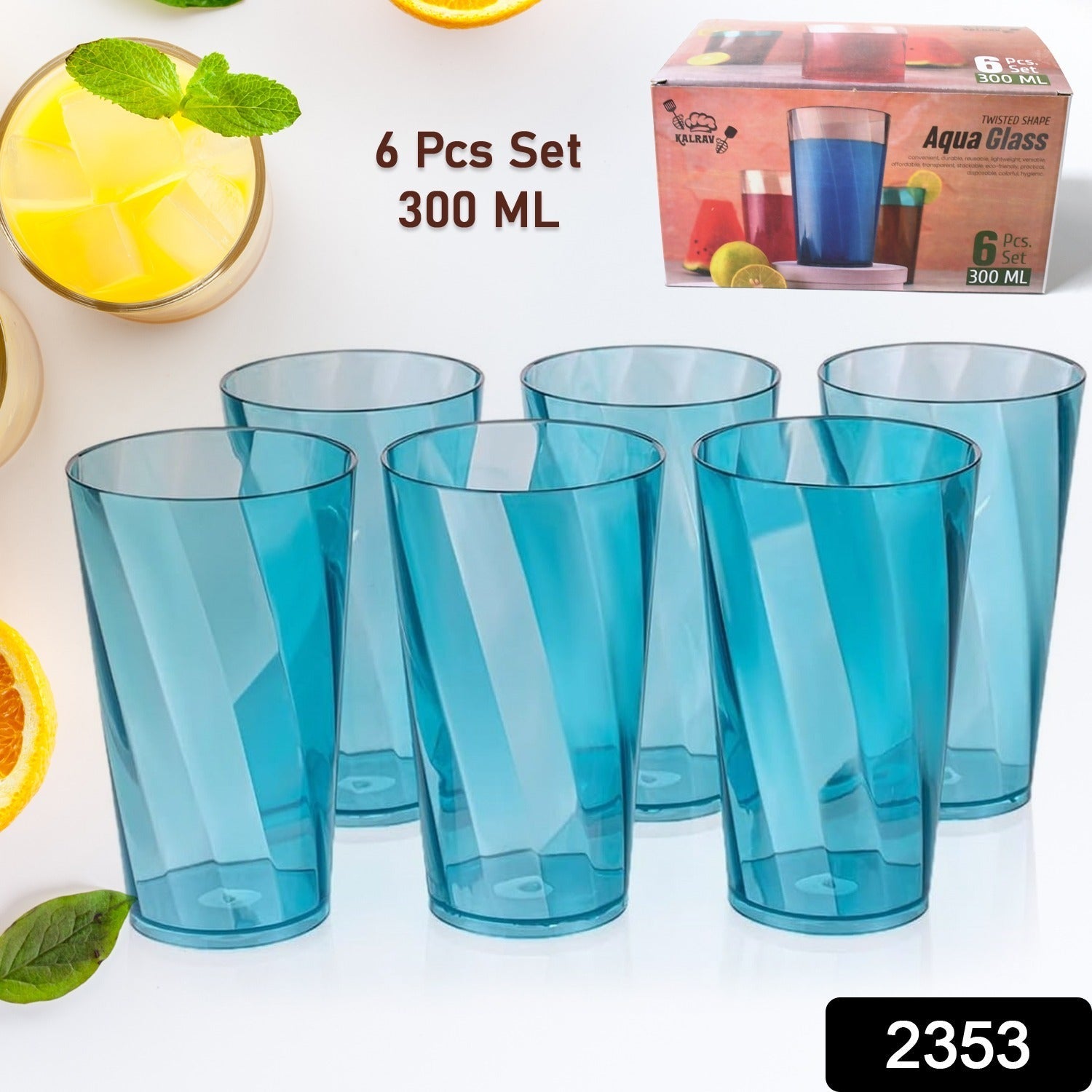 Premium 300ml Transparent Glass Set for Water, Juice & Cocktails (Set of 6) - Image 2