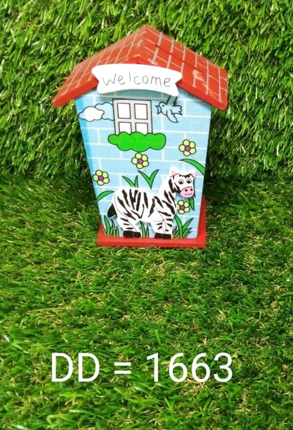Cute Cartoon House Shaped Lovely Wooden Piggy Bank Money Bank - Image 10
