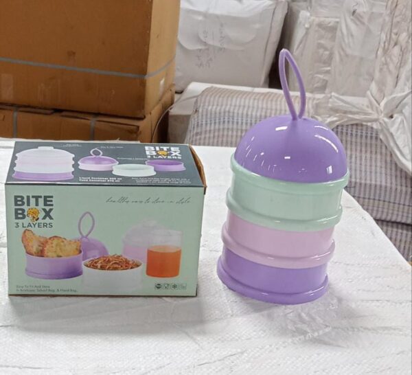 3 Layer Cute Portable Baby Food Milk Powder Storage Box Bottle Container Milk Powder Baby Food Container Bowl. (Purple) - Image 9