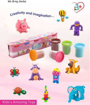 Non-Toxic Creative 50 Dough Clay 5 Different Colors (Pack of 5 Pcs) - Image 3