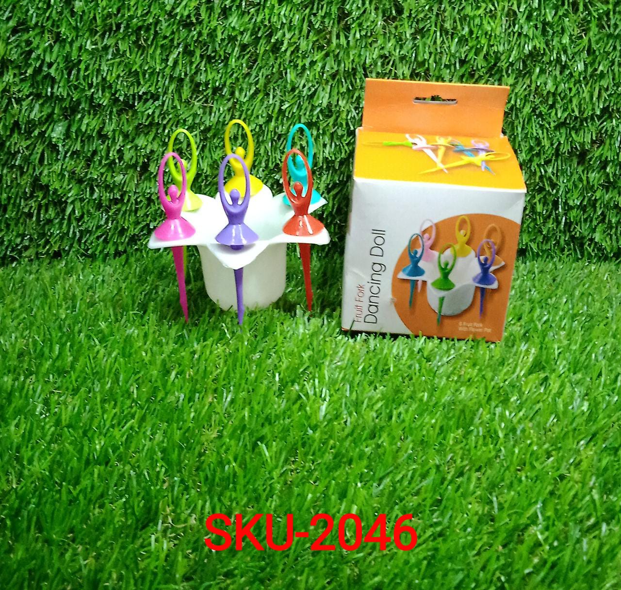 Dancing Doll Fruit Fork Cutlery Set with Stand Set of 6. - Image 8