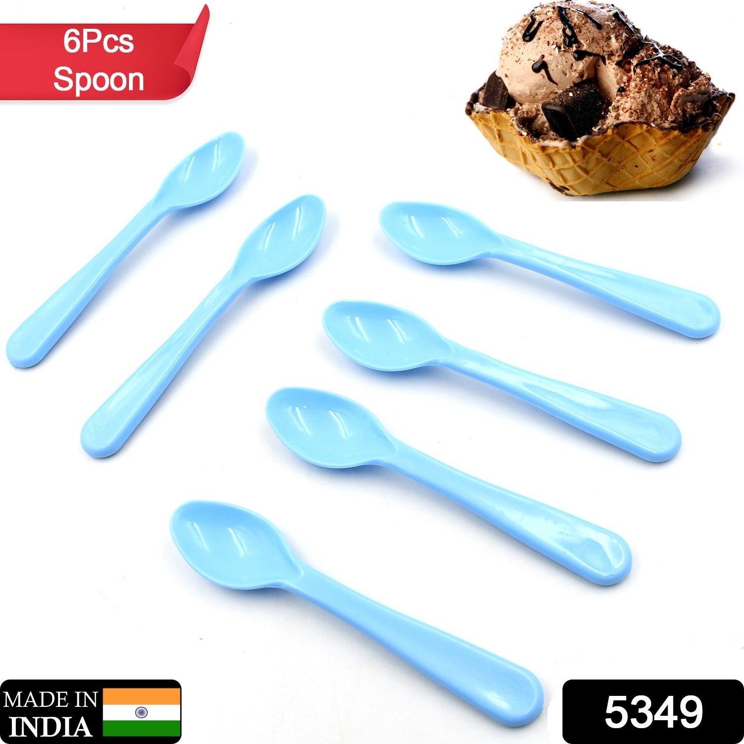 Food Plastic Spoon Set, Plastic Table Spoon Set Plastic Tea Spoon, Coffee with ABS Plastic, Heat-Resistant Spoon (6 Pc Set ) - Image 2