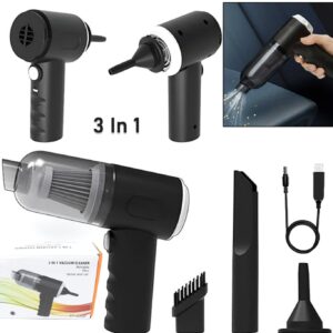 3 in 1 Car Mini Vacuum Cleaner with Blower Wireless Portable Rechargeable Handheld High Power Suction Vacuum Cleaning Machine for Home Car Computer Keyboard Cordless Air Blowing Dusting  (MKK+X92)