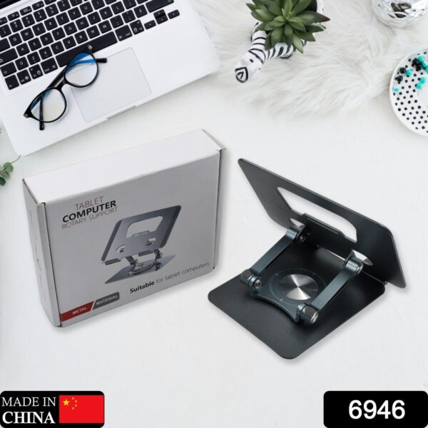 360° Rotating Tablet Stand Metal Alloy Adjustable Height Rotation Bracket, Suitable For tablet Computers for Desk Ergonomic Foldable Metal Tablet Holder/Tablets/Mobile Phones - Image 2