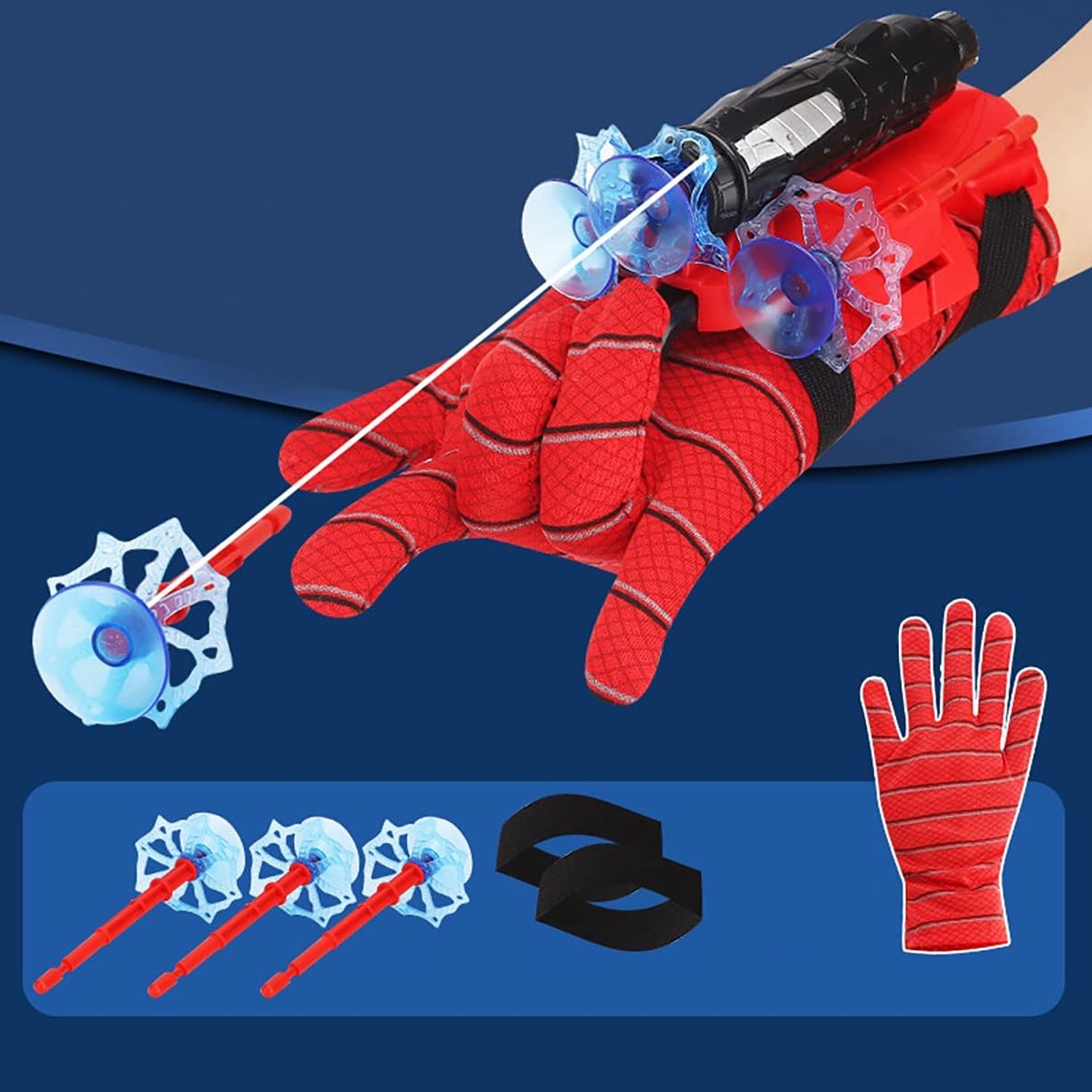 Web Shooter Toy For Kids Fans Launcher Wrist Gloves Toys For Kids Boys Superhero Gloves Role-play Toy Cosplay Sticky Wall Soft Bomb Funny Childrens Educational Toys (X674)