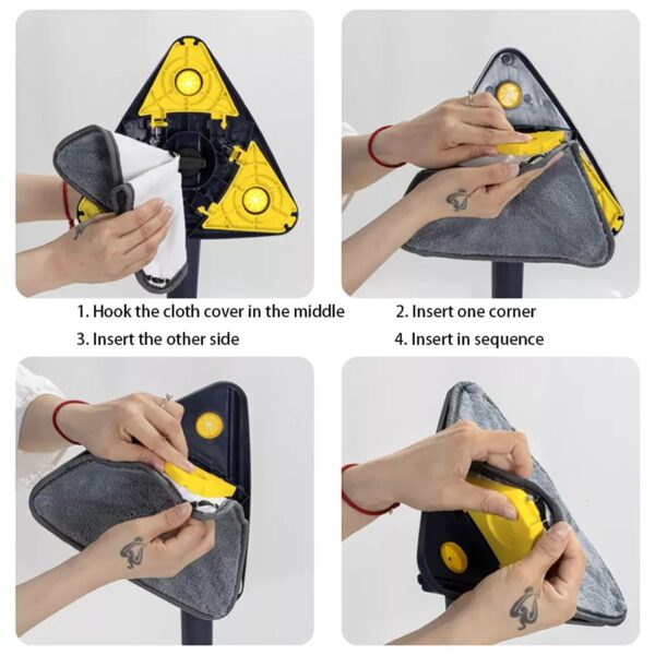 Rotatable Adjustable Triangle Cleaning Mop Triangle Mop With Stainless Steel Long Handle Push-pull Squeezing Cleaning Mop Dry  Wet Mop For Floor Windows (1 Pc) (X640) - Image 2