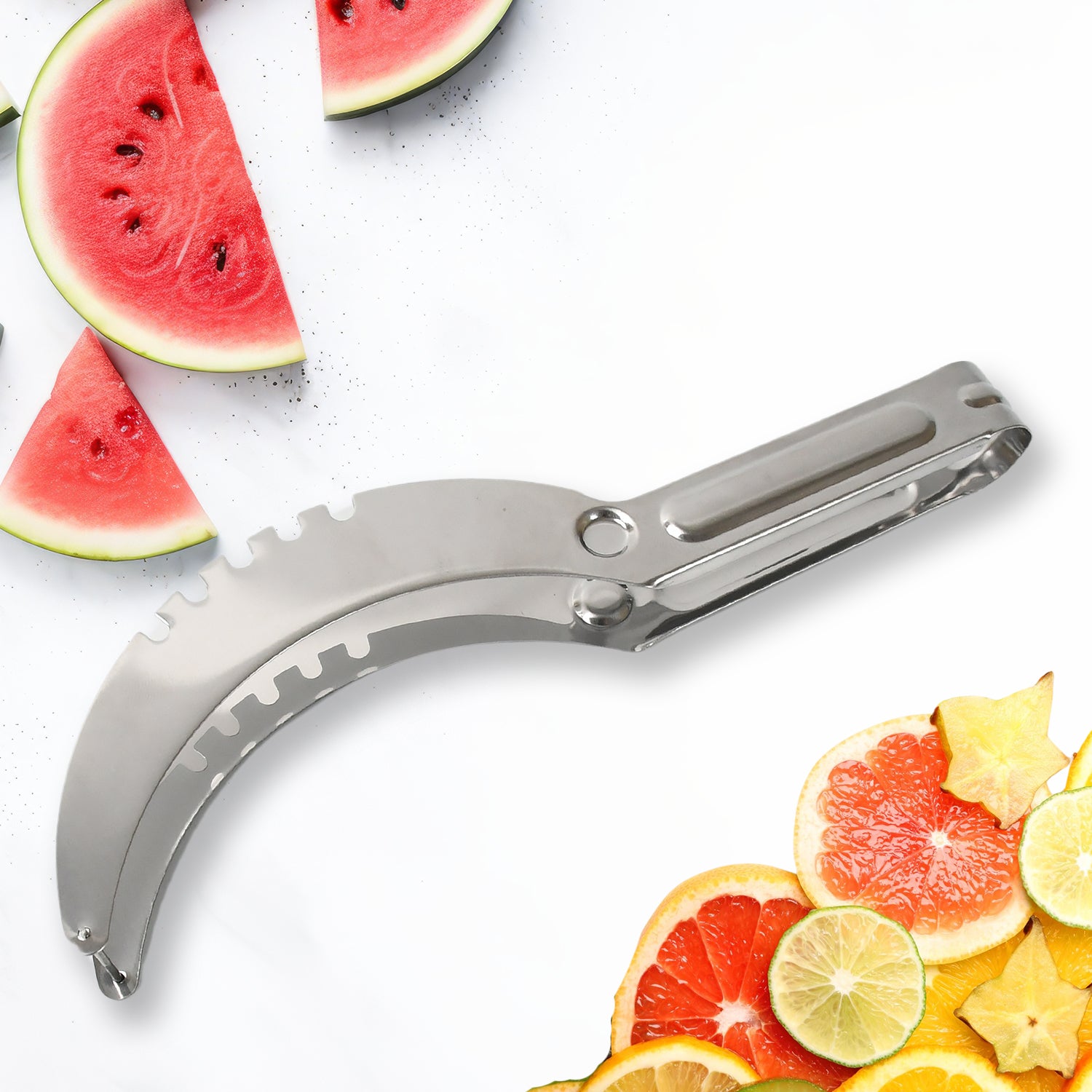 Watermelon Cantaloupe Slicer Stainless Steel Knife Corer Fruit Vegetable (X273)