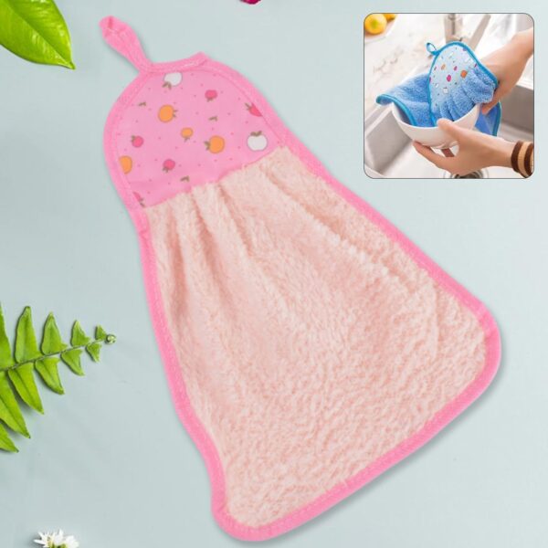 Microfiber Wash Basin Hanging Hand Kitchen Towel Napkin With Loop (X978)