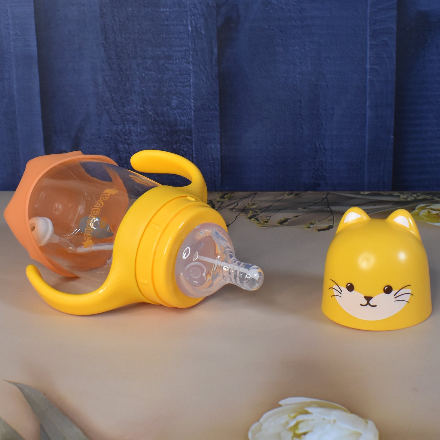 Glass Baby Feeding Bottle With Handles Straw (300 Ml 1 Pc) (X199) - Image 4